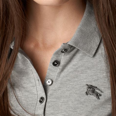 polo burberry melange uomo|Cotton Polo Shirt in Pale grey melange .